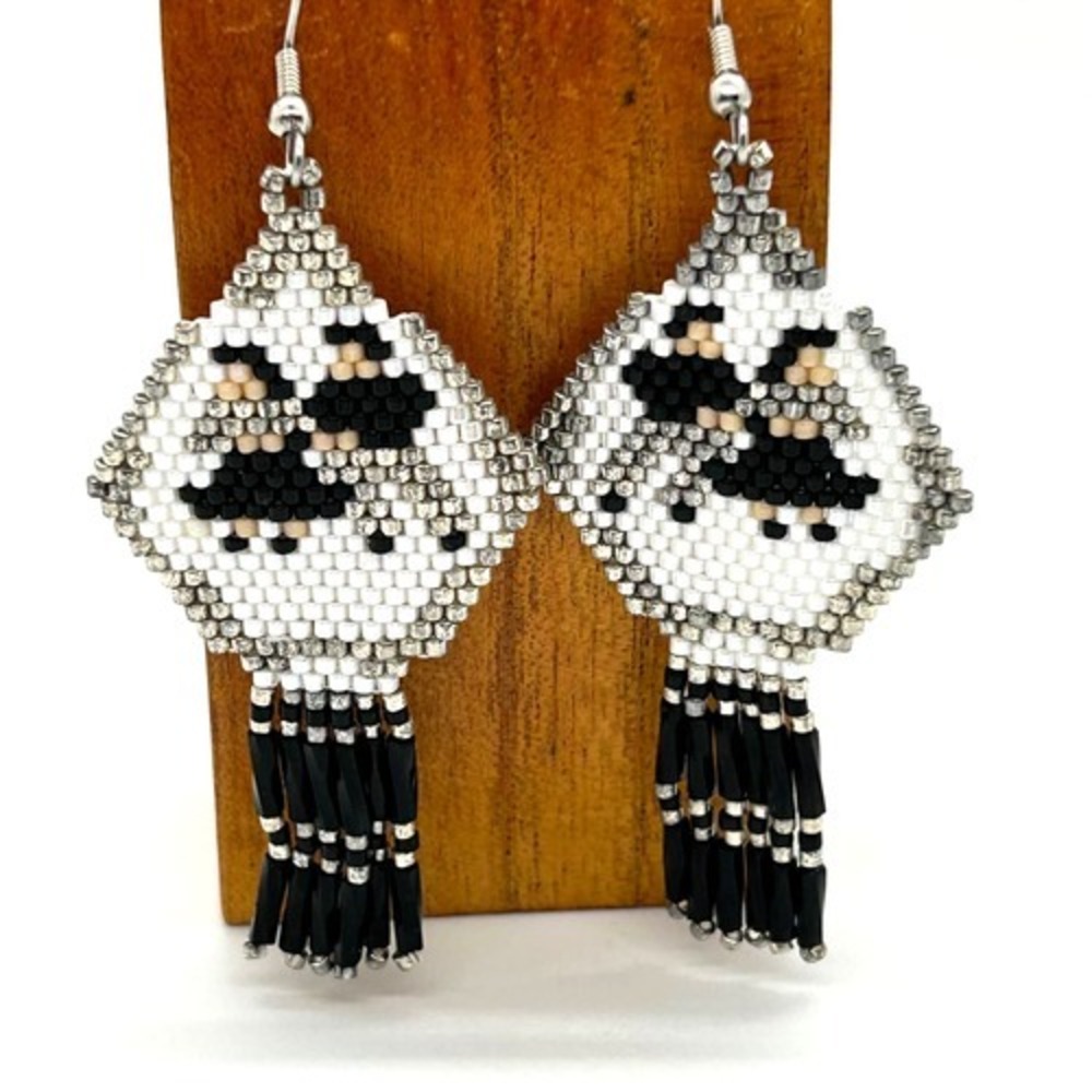 Hand Beaded Delica Bead Earrings Square Dancing‎ Surgical Steel Ear Wires